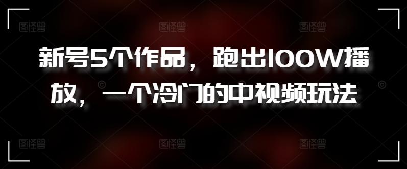 新号5个作品，跑出100W播放，一个冷门的中视频玩法【揭秘】-康仁安资源