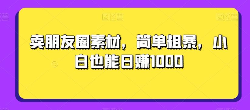 卖朋友圈素材，简单粗暴，小白也能日赚1000-康仁安资源