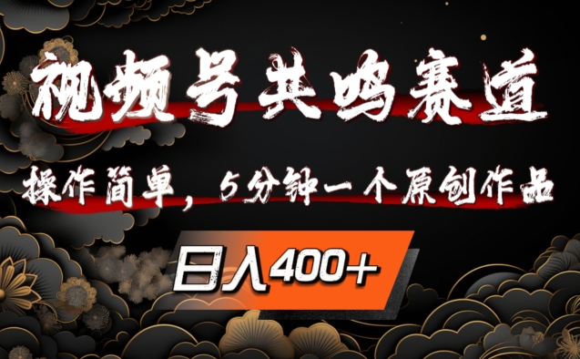 视频号共鸣赛道，操作简单，5分钟1个原创作品，日入几张【揭秘】-康仁安资源