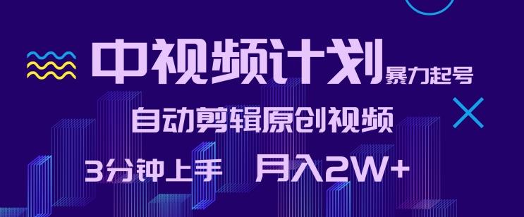 中视频计划暴力起号，自动剪辑原创视频，3分钟上手，月入2W+【揭秘】-康仁安资源