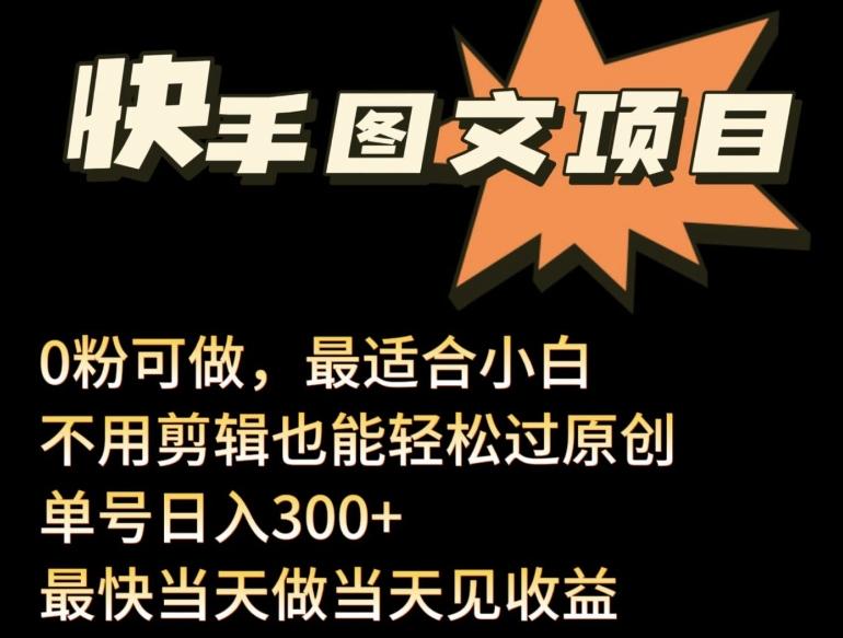 24年最新快手图文带货项目，零粉可做，不用剪辑轻松过原创单号轻松日入300+【揭秘】-康仁安资源