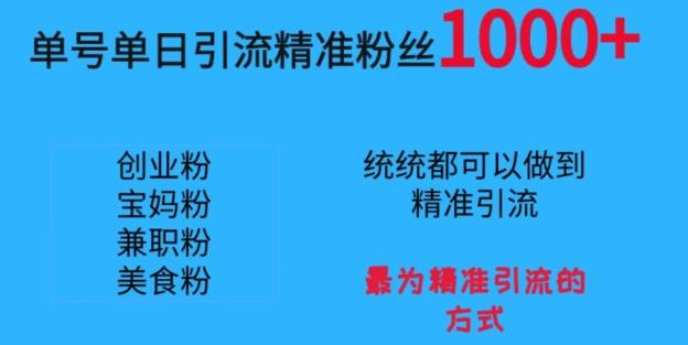 单号单日引流精准粉丝1000+，最为精准引流的方式-康仁安资源