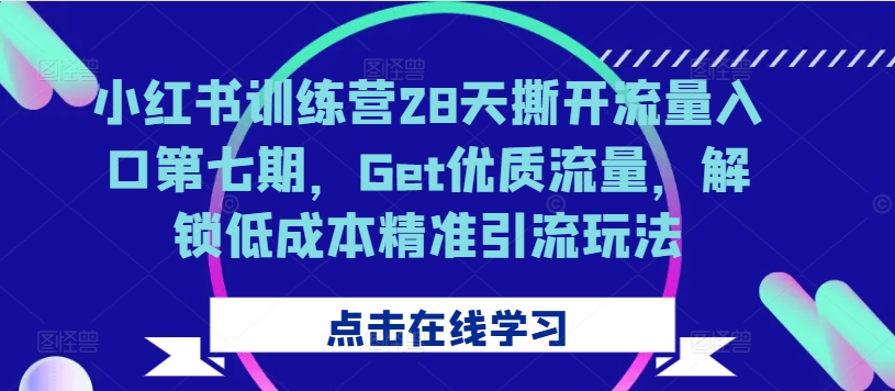 小红书训练营28天撕开流量入口第七期,Get优质流量,解锁低成本精准引流玩法-康仁安资源