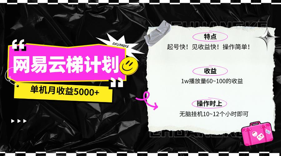 (10063期)最新网易云梯计划网页版，单机月收益5000+！可放大操作-康仁安资源