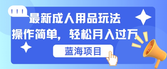 最新成人用品项目玩法，操作简单，动动手，轻松日入几张【揭秘】-康仁安资源