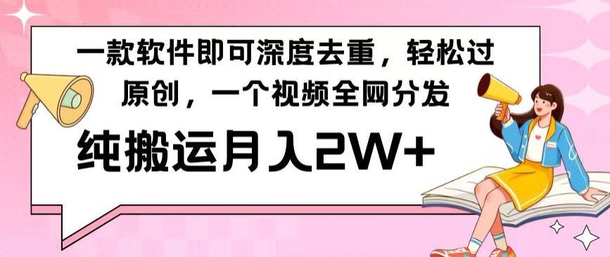 一款软件深度去重，轻松过原创，一个视频全网分发，纯搬运月入2W+-康仁安资源