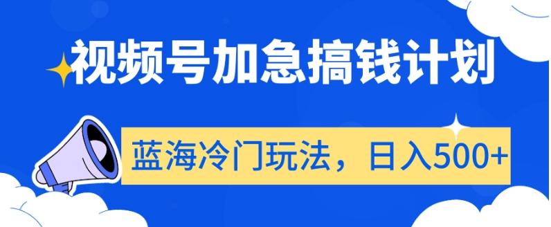 视频号加急搞钱计划，蓝海冷门玩法，日入500+【揭秘】-康仁安资源