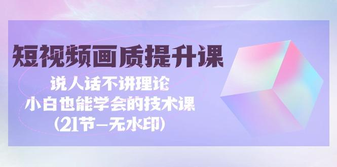 (9659期)短视频-画质提升课，说人话不讲理论，小白也能学会的技术课(21节-无水印)-康仁安资源