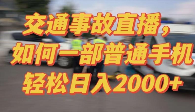 2024最新玩法半无人交通事故直播，实战式教学，轻松日入2000＋，人人都可做【揭秘】-康仁安资源