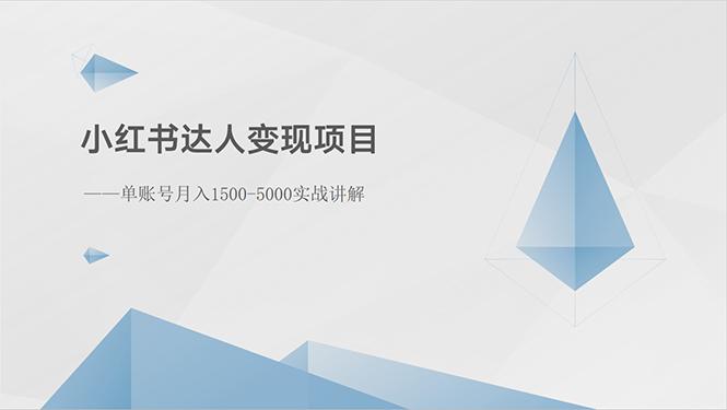 小红书达人变现项目：单账号月入1500-3000实战讲解-康仁安资源