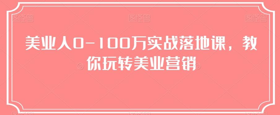 美业人0-100万实战落地课，教你玩转美业营销-康仁安资源