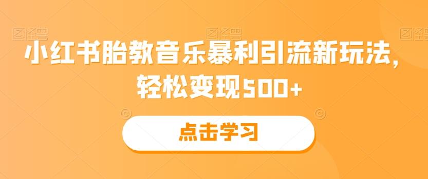 小红书胎教音乐暴利引流新玩法，轻松变现500+-康仁安资源