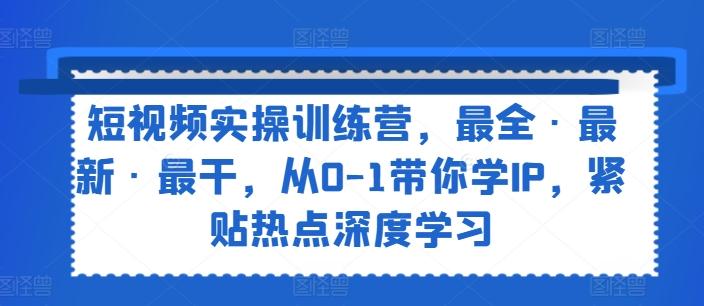 短视频实操训练营，最全·最新·最干，从0-1带你学IP，紧贴热点深度学习-康仁安资源