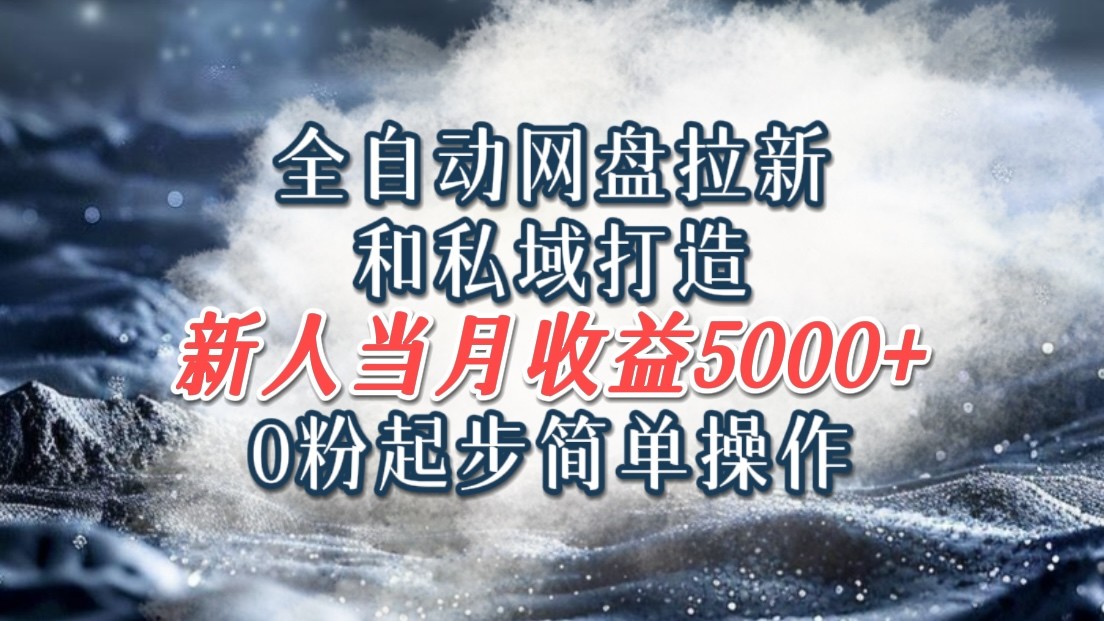全自动网盘拉新和私域打造，0粉起步简单操作，新人入门当月收益5000以上-康仁安资源