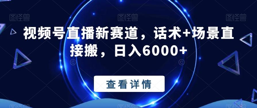 视频号直播新赛道，话术+场景直接搬，日入6000+-康仁安资源