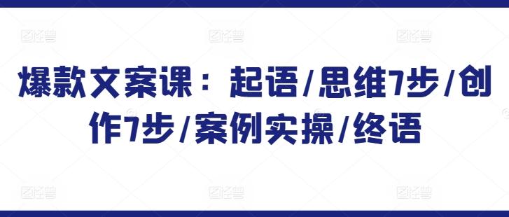 爆款文案课：起语/思维7步/创作7步/案例实操/终语-康仁安资源