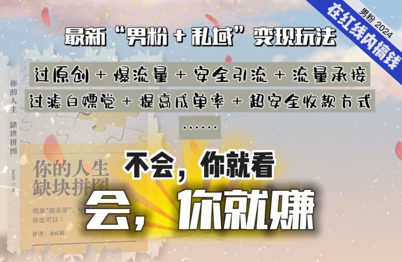 2024，“男粉+私域”还是最耐造、最赚、最轻松、最愉快的变现方式【揭秘】-康仁安资源