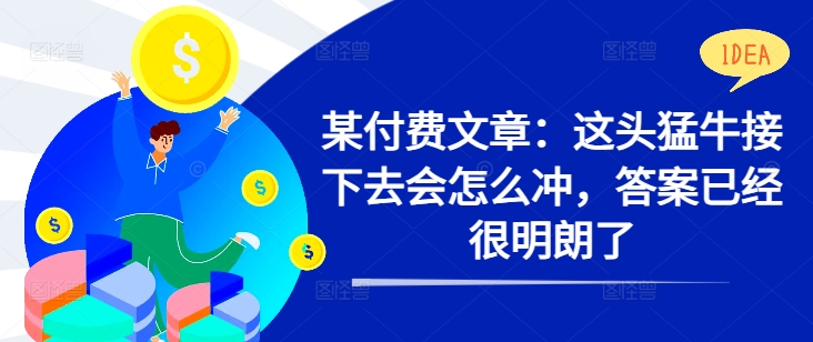 某付费文章：这头猛牛接下去会怎么冲，答案已经很明朗了 !-康仁安资源