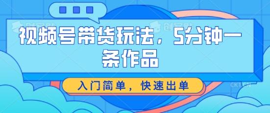视频号带货玩法，5分钟一条作品，入门简单，快速出单【揭秘】-康仁安资源