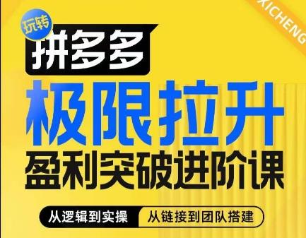 拼多多极限拉升盈利突破进阶课，​从算法到玩法，从玩法到团队搭建，体系化系统性帮助商家实现利润提升-康仁安资源