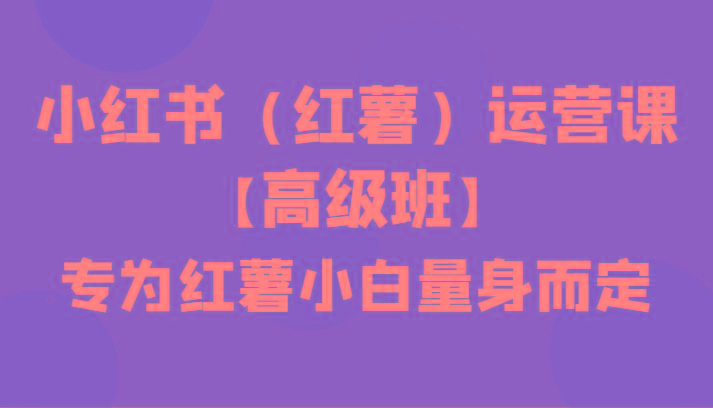 小红书(红薯)运营课【高级班】，专为红薯小白量身而定(42节课)-康仁安资源