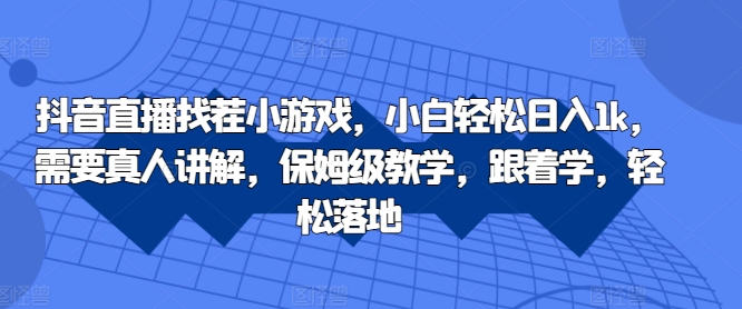 抖音直播找茬小游戏，小白轻松日入1k，需要真人讲解，保姆级教学，跟着学，轻松落地【揭秘】-康仁安资源