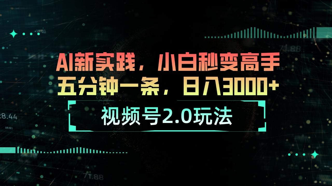 视频号2.0玩法 AI新实践，小白秒变高手五分钟一条，日入3000+-康仁安资源