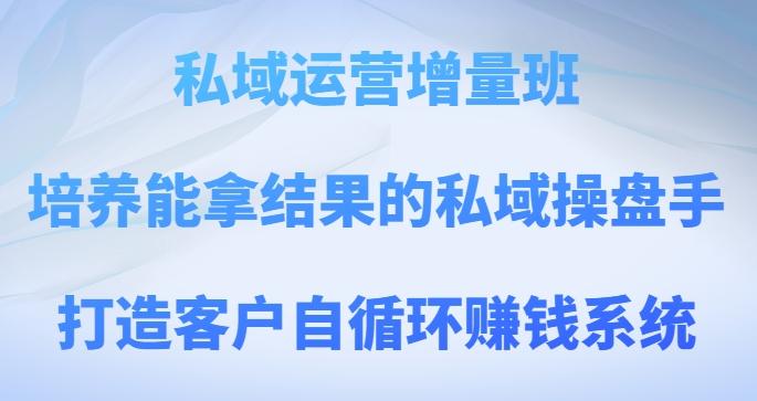 私域运营增量班，培养能拿结果的私域操盘手，打造客户自循环赚钱系统-康仁安资源