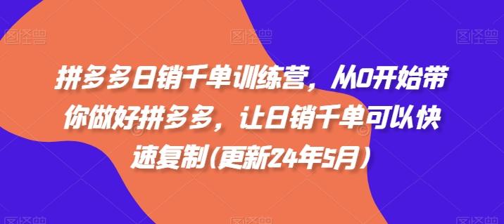 拼多多日销千单训练营，从0开始带你做好拼多多，让日销千单可以快速复制(更新24年7月)-康仁安资源