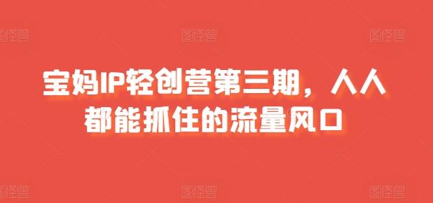 宝妈IP轻创营第三期，人人都能抓住的流量风口-康仁安资源
