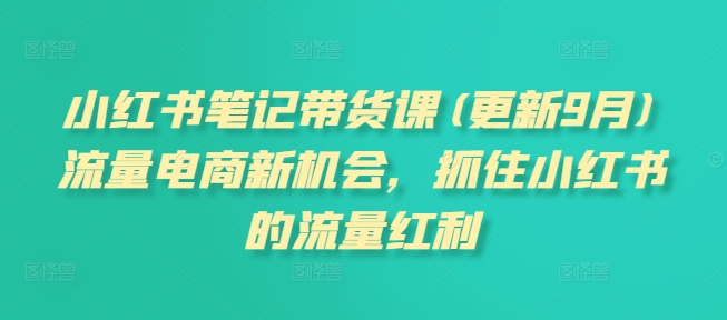 小红书笔记带货课(更新9月)流量电商新机会，抓住小红书的流量红利-康仁安资源