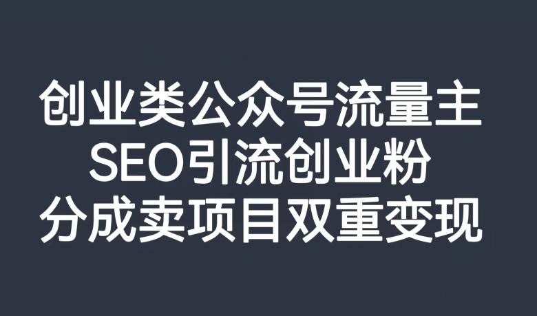 创业类公众号流量主，SEO引流创业粉，分成卖项目双重变现【揭秘】-康仁安资源