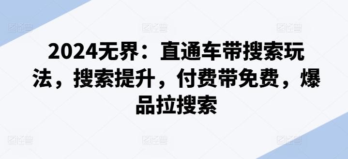 2024无界：直通车带搜索玩法，搜索提升，付费带免费，爆品拉搜索-康仁安资源