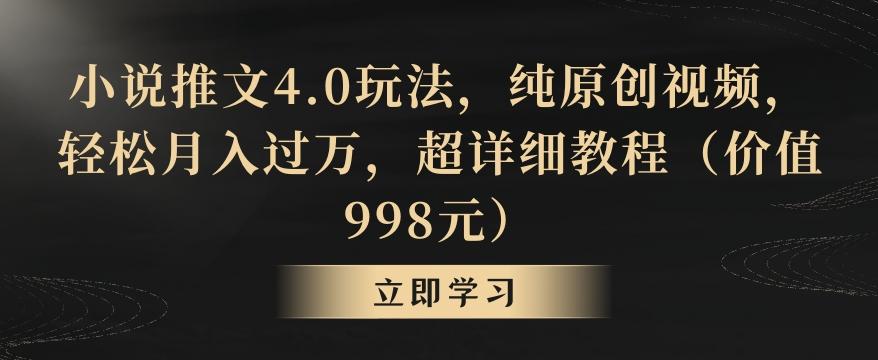 小说推文4.0玩法，纯原创视频，轻松月入过万，超详细教程(价值998元)【揭秘】-康仁安资源
