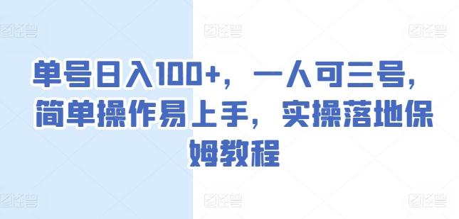 单号日入100+，一人可三号，简单操作易上手，实操落地保姆教程【揭秘】-康仁安资源