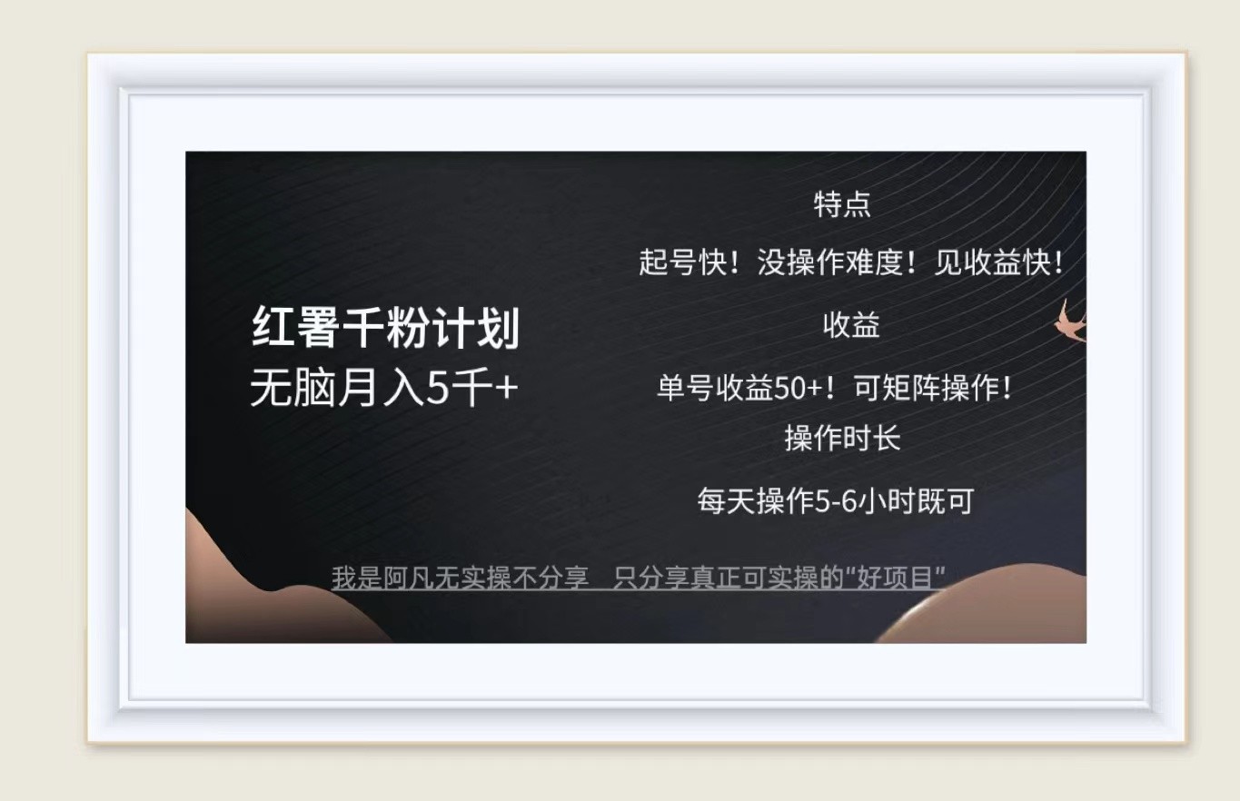 红薯千粉计划无脑月入5千+！既做既赚！-康仁安资源