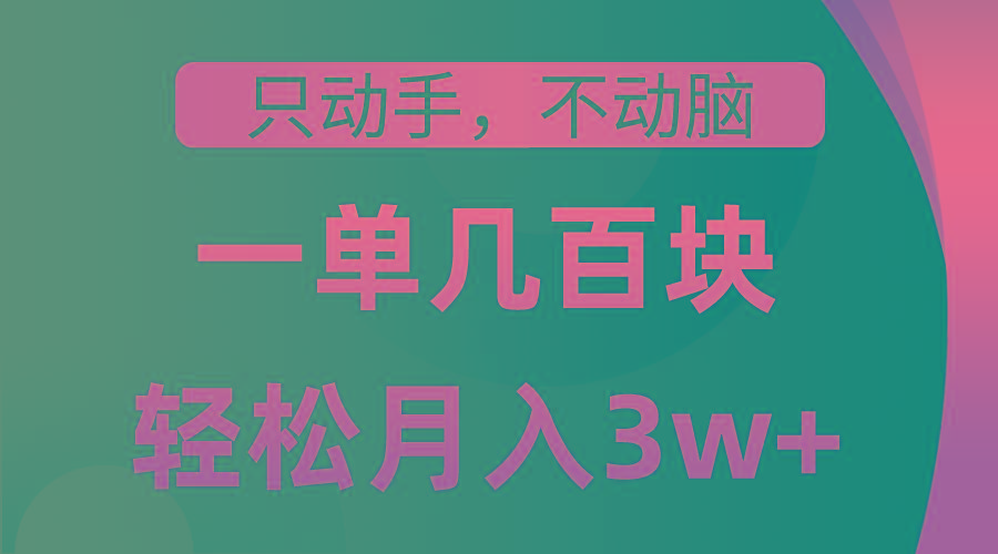 只动手不动脑，一单几百块，轻松月入3w+，看完就能直接操作，详细教程-康仁安资源