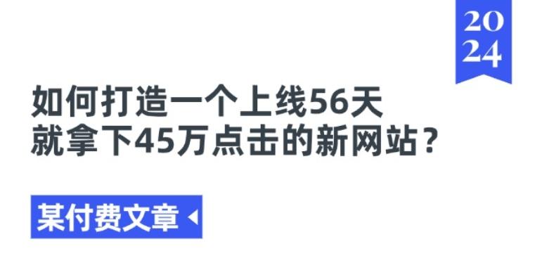 某付费文章《如何打造一个上线56天就拿下45万点击的新网站?》-康仁安资源