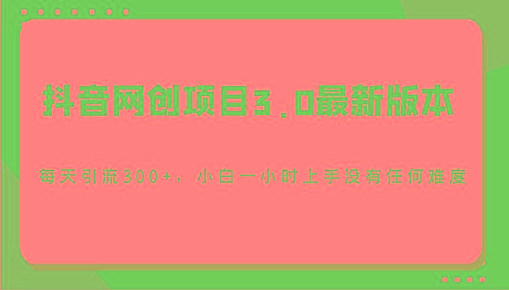 抖音网创项目3.0最新版本，每天引流300+，小白一小时上手没有任何难度-康仁安资源