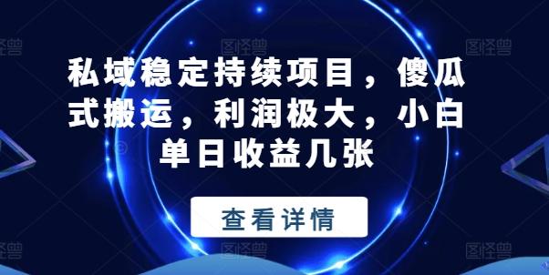 私域稳定持续项目，傻瓜式搬运，利润极大，小白单日收益几张【揭秘】-康仁安资源
