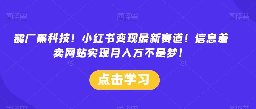 鹅厂黑科技！小红书变现最新赛道！信息差卖网站实现月入万不是梦！-康仁安资源