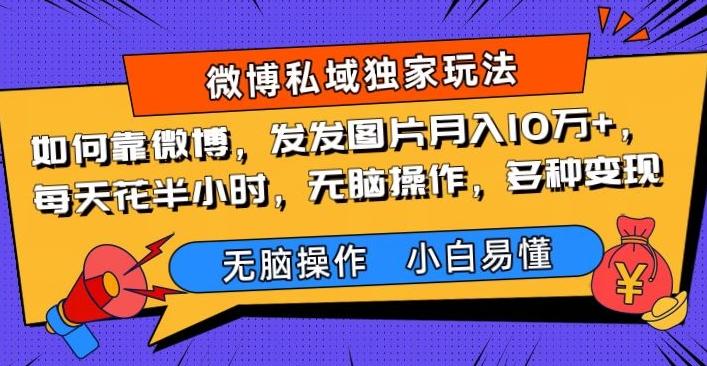 如何靠微博，发发图片月入10万+，‌每天花半小时，无脑操作，多种变现-康仁安资源