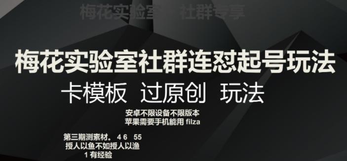 梅花实验室社群连怼起号玩法,卡模板过原创玩法【揭秘】