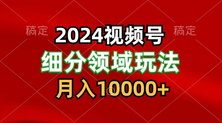 2024视频号分成计划细分领域玩法，每天5分钟，月入1W+-康仁安资源