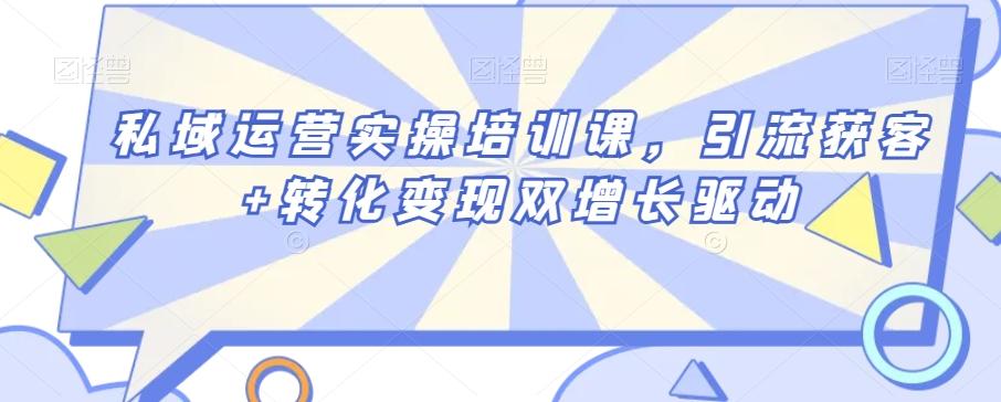 私域运营实操培训课，引流获客+转化变现双增长驱动-康仁安资源