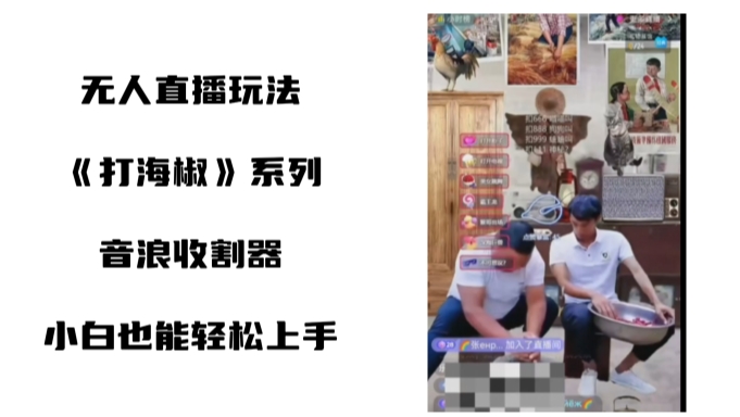 打海椒无人直播整蛊项目，小白轻松上手撸音浪收割器-康仁安资源