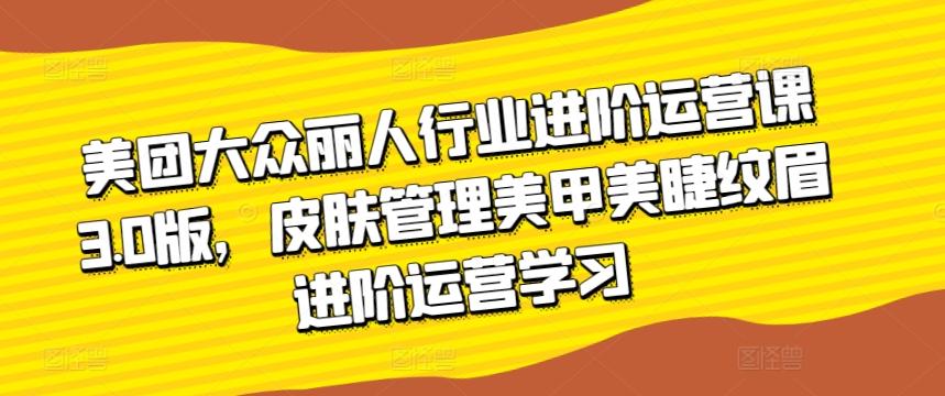 美团大众丽人行业进阶运营课3.0版，皮肤管理美甲美睫纹眉进阶运营学习-康仁安资源