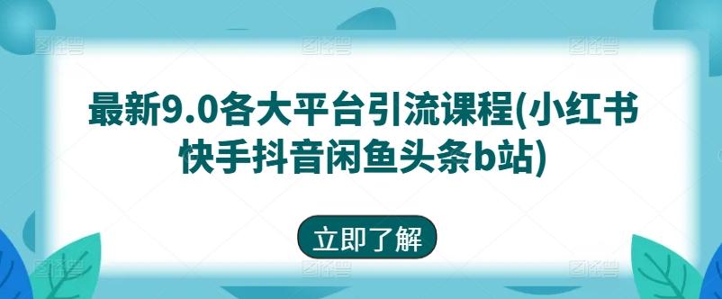 最新9.0各大平台引流课程(小红书快手抖音闲鱼头条b站)-康仁安资源