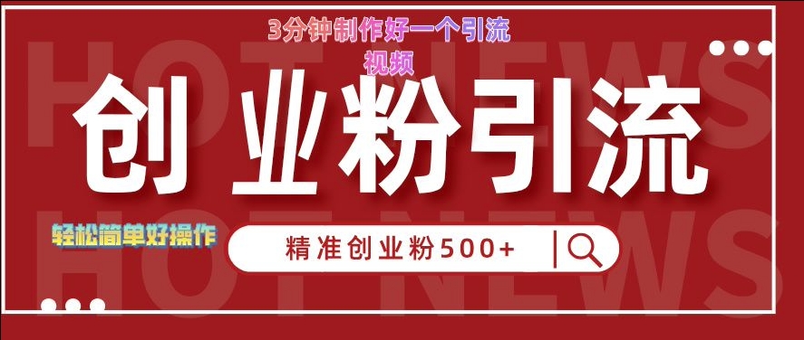 快手被动引流创业粉500+的玩法，3分钟制作好一个引流视频，轻松简单好操作【揭秘】-康仁安资源
