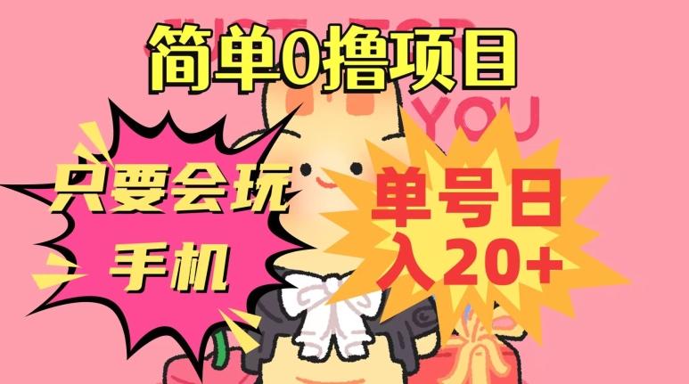 简单0撸项目，只要会玩手机，单号日入20+，新手小白也能操作-康仁安资源